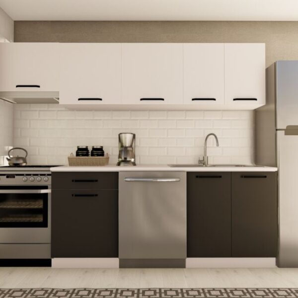 260 cm KIVILCIM HAZIR MUTFAK DOLABI ASPİRATÖR MODÜLLÜ BEYAZ ve ANTRASİT