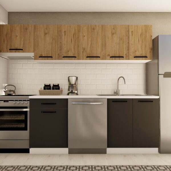 260 cm SULTAN HAZIR MUTFAK DOLABI ASPİRATÖR MODÜLLÜ ATLANTİK ÇAM ve ANTRASİT