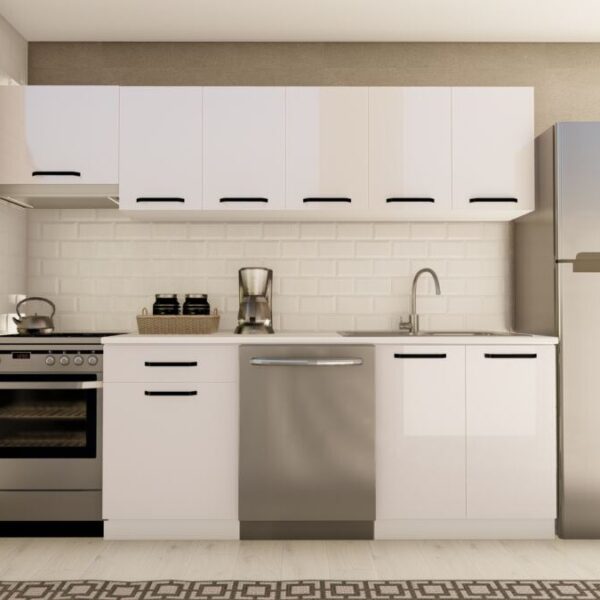 260 cm SİMA HAZIR MUTFAK DOLABI ASPİRATÖR MODÜLLÜ PARLAK BEYAZ