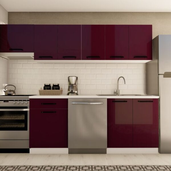 260 cm TUTKU HAZIR MUTFAK DOLABI ASPİRATÖR MODÜLLÜ PARLAK MÜRDÜM